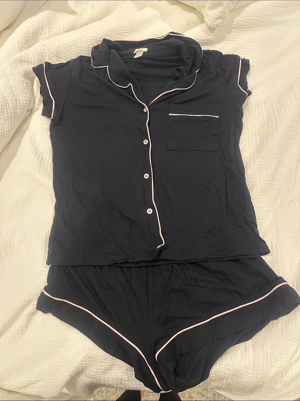 Eberjey Giselle Black Short Pajama Set With Light Piping — image 2 of 2